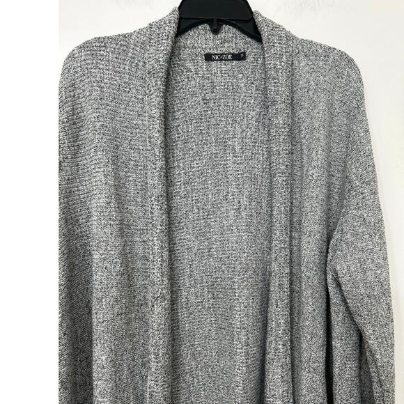NIC & ZOE Light Gray Cotton Blend Open Front Cardigan Sweater 1X Neutral - Picture 5 of 9